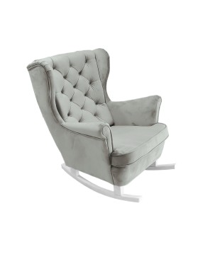 Fotel USZAK bujany tapicerowany z podłokietnikami, kolor Popielaty tkanina MAGIC VELVET