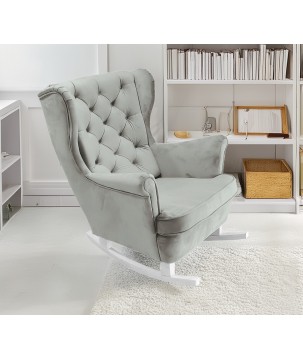 Fotel USZAK bujany tapicerowany z podłokietnikami, kolor Popielaty tkanina MAGIC VELVET