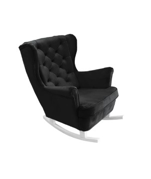 Fotel USZAK bujany tapicerowany z podłokietnikami, kolor Czarny tkanina MAGIC VELVET