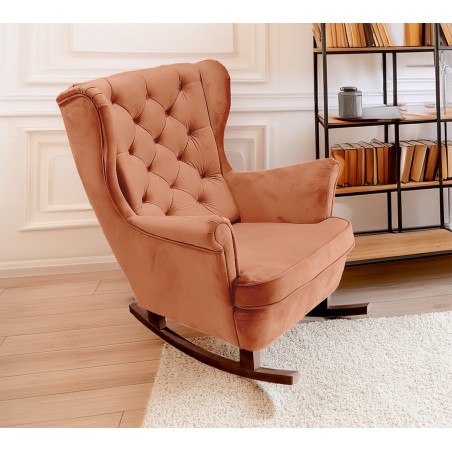 Fotel USZAK bujany tapicerowany z podłokietnikami, kolor Pomarańczowy tkanina MAGIC VELVET