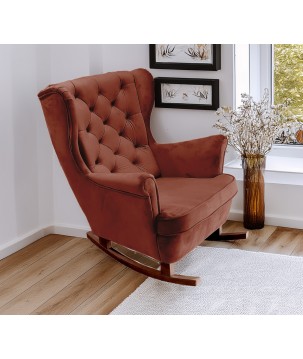 Fotel USZAK bujany tapicerowany z podłokietnikami, kolor Bordowy tkanina MAGIC VELVET