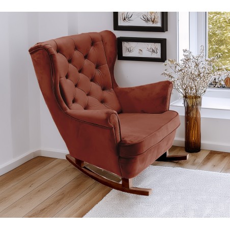 Fotel USZAK bujany tapicerowany z podłokietnikami, kolor Bordowy tkanina MAGIC VELVET