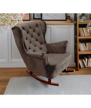 Fotel USZAK bujany tapicerowany z podłokietnikami, kolor Brązowy tkanina MAGIC VELVET