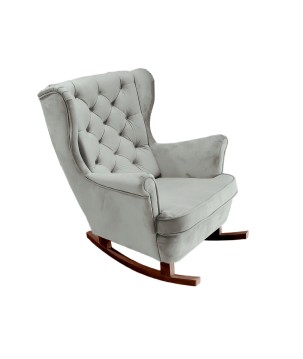 Fotel USZAK bujany tapicerowany z podłokietnikami, kolor Popielaty tkanina MAGIC VELVET