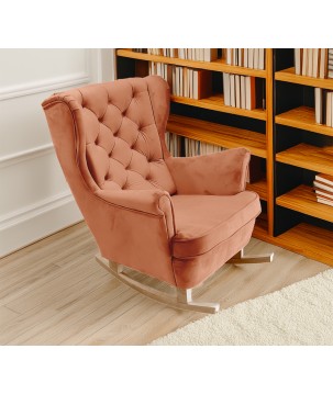 Fotel USZAK bujany tapicerowany z podłokietnikami, kolor Pomarańczowy tkanina MAGIC VELVET