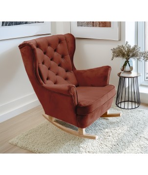 Fotel USZAK bujany tapicerowany z podłokietnikami, kolor Bordowy tkanina MAGIC VELVET