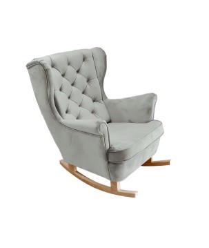 Fotel USZAK bujany tapicerowany z podłokietnikami, kolor Popielaty tkanina MAGIC VELVET