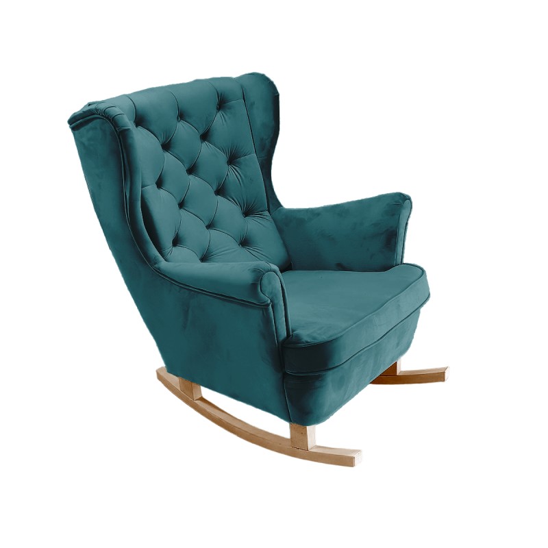 Fotel USZAK bujany tapicerowany z podłokietnikami, kolor Granatowy tkanina MAGIC VELVET