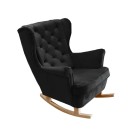 Fotel USZAK bujany tapicerowany z podłokietnikami, kolor Czarny tkanina MAGIC VELVET