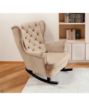 Fotel USZAK bujany tapicerowany z podłokietnikami, kolor Beżowy tkanina MAGIC VELVET