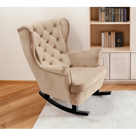 Fotel USZAK bujany tapicerowany z podłokietnikami, kolor Beżowy tkanina MAGIC VELVET