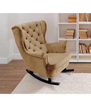 Fotel USZAK bujany tapicerowany z podłokietnikami, kolor Cappucino tkanina MAGIC VELVET