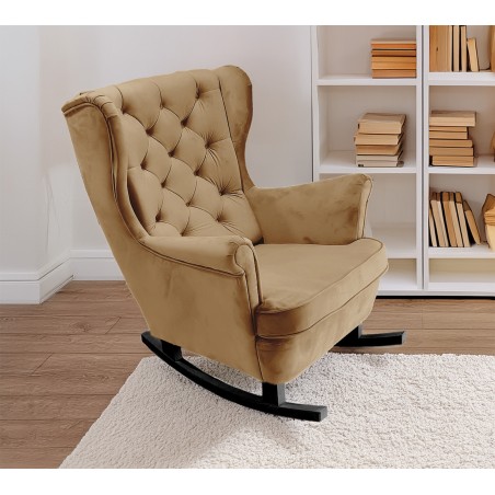 Fotel USZAK bujany tapicerowany z podłokietnikami, kolor Cappucino tkanina MAGIC VELVET