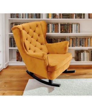 Fotel USZAK bujany tapicerowany z podłokietnikami, kolor Złoty tkanina MAGIC VELVET