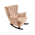 Fotel USZAK bujany tapicerowany z podłokietnikami, kolor Pudrowy róż tkanina MAGIC VELVET