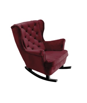 Fotel USZAK bujany tapicerowany z podłokietnikami, kolor Burgundowy tkanina MAGIC VELVET