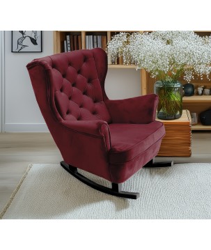 Fotel USZAK bujany tapicerowany z podłokietnikami, kolor Burgundowy tkanina MAGIC VELVET