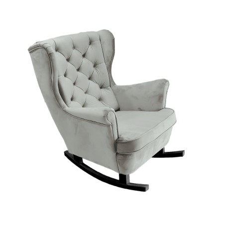 Fotel USZAK bujany tapicerowany z podłokietnikami, kolor Popielaty tkanina MAGIC VELVET