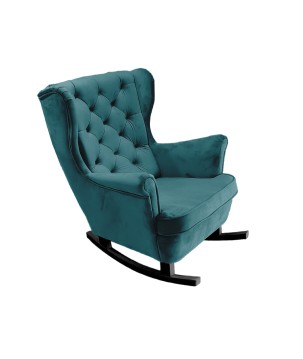 Fotel USZAK bujany tapicerowany z podłokietnikami, kolor Granatowy tkanina MAGIC VELVET