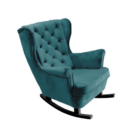 Fotel USZAK bujany tapicerowany z podłokietnikami, kolor Granatowy tkanina MAGIC VELVET