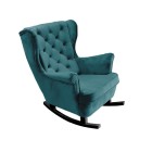 Fotel USZAK bujany tapicerowany z podłokietnikami, kolor Granatowy tkanina MAGIC VELVET