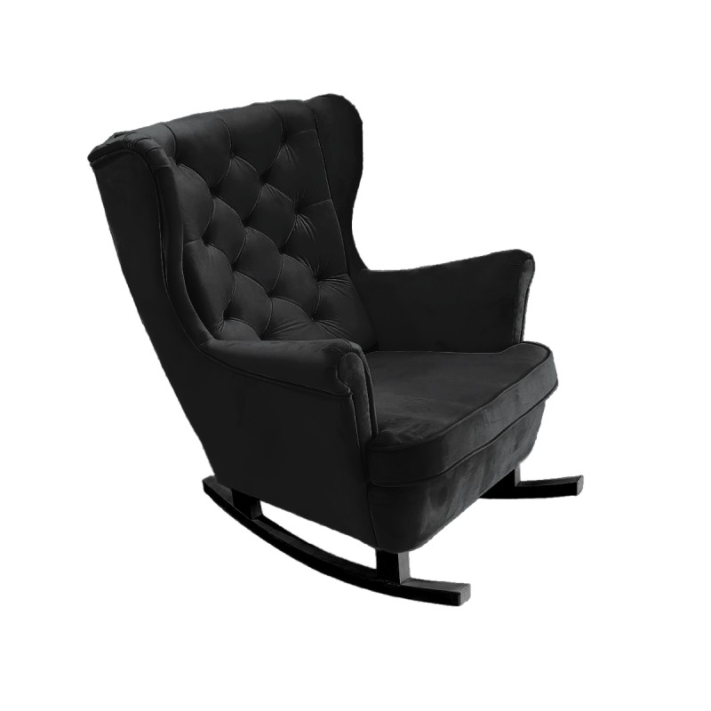 Fotel USZAK bujany tapicerowany z podłokietnikami, kolor Czarny tkanina MAGIC VELVET