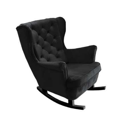 Fotel USZAK bujany tapicerowany z podłokietnikami, kolor Czarny tkanina MAGIC VELVET