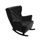 Fotel USZAK bujany tapicerowany z podłokietnikami, kolor Czarny tkanina MAGIC VELVET