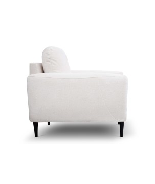 Fotel BOHO na drewnianych nogach z oparciem i podłokietnikami w tkaninie Perfect Harmony 01