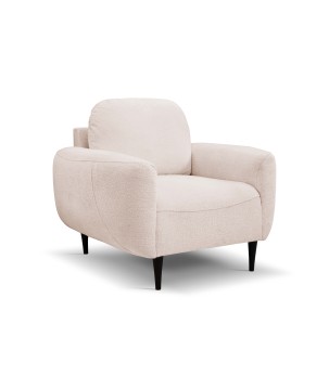 Fotel BOHO na drewnianych nogach z oparciem i podłokietnikami w tkaninie Perfect Harmony 02