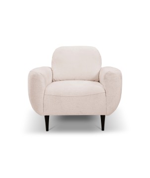 Fotel BOHO na drewnianych nogach z oparciem i podłokietnikami w tkaninie Perfect Harmony 02