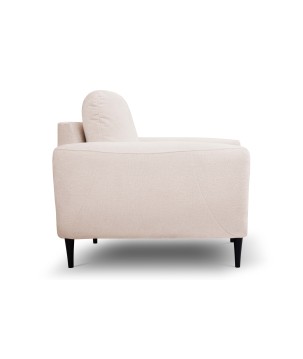 Fotel BOHO na drewnianych nogach z oparciem i podłokietnikami w tkaninie Perfect Harmony 02