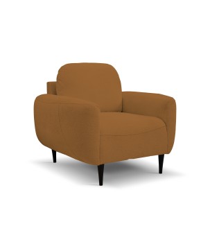 Fotel BOHO na drewnianych nogach z oparciem i podłokietnikami w tkaninie Perfect Harmony 56