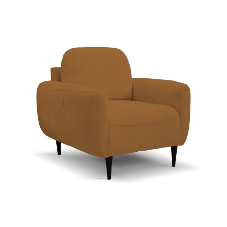 Fotel BOHO na drewnianych nogach z oparciem i podłokietnikami w tkaninie Perfect Harmony 56