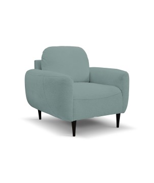 Fotel BOHO na drewnianych nogach z oparciem i podłokietnikami w tkaninie Perfect Harmony 72