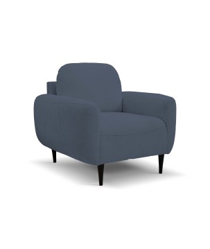 Fotel BOHO na drewnianych nogach z oparciem i podłokietnikami w tkaninie Perfect Harmony 77