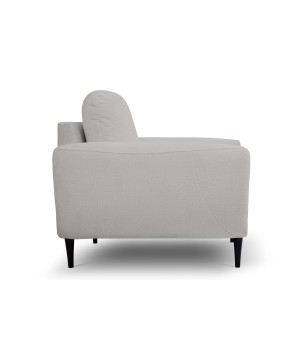 Fotel BOHO na drewnianych nogach z oparciem i podłokietnikami w tkaninie Perfect Harmony 80