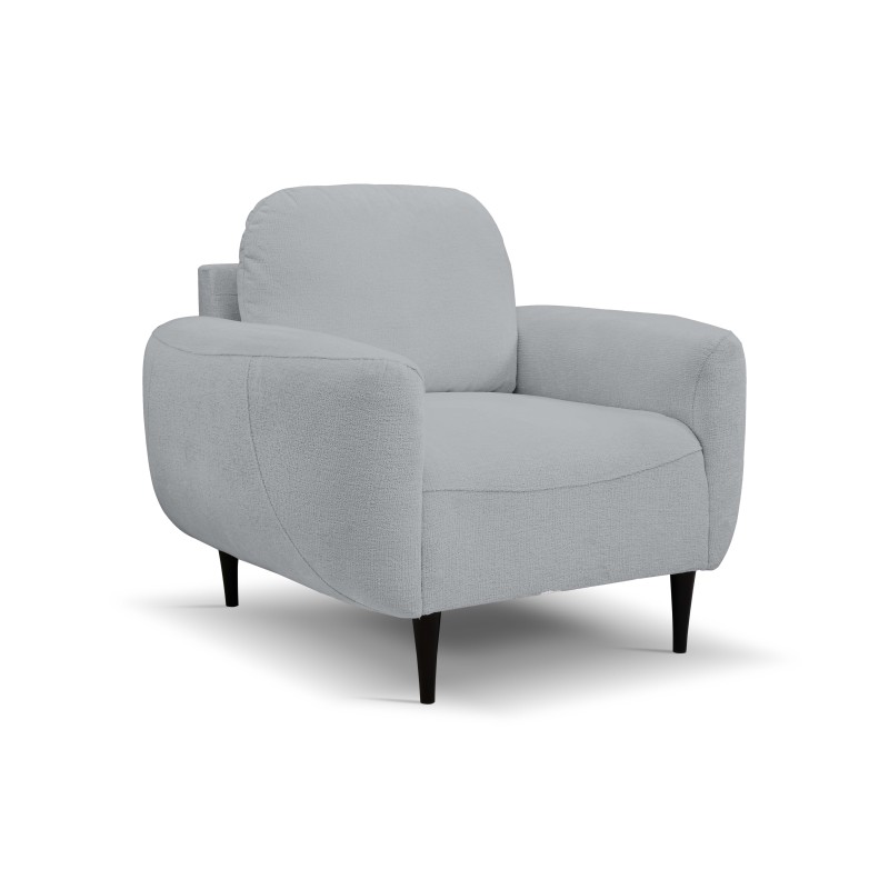 Fotel BOHO na drewnianych nogach z oparciem i podłokietnikami w tkaninie Perfect Harmony 82