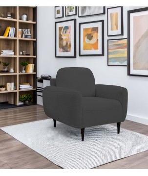 Fotel BOHO na drewnianych nogach z oparciem i podłokietnikami w tkaninie Perfect Harmony 90