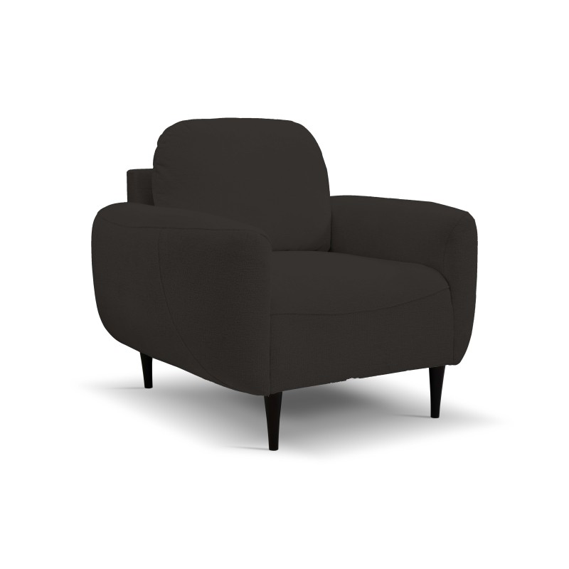 Fotel BOHO na drewnianych nogach z oparciem i podłokietnikami w tkaninie Perfect Harmony 99