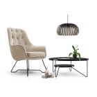 Fotel EZO na stalowych nogach z oparciem i podłokietnikami w tkaninie Monolith 04