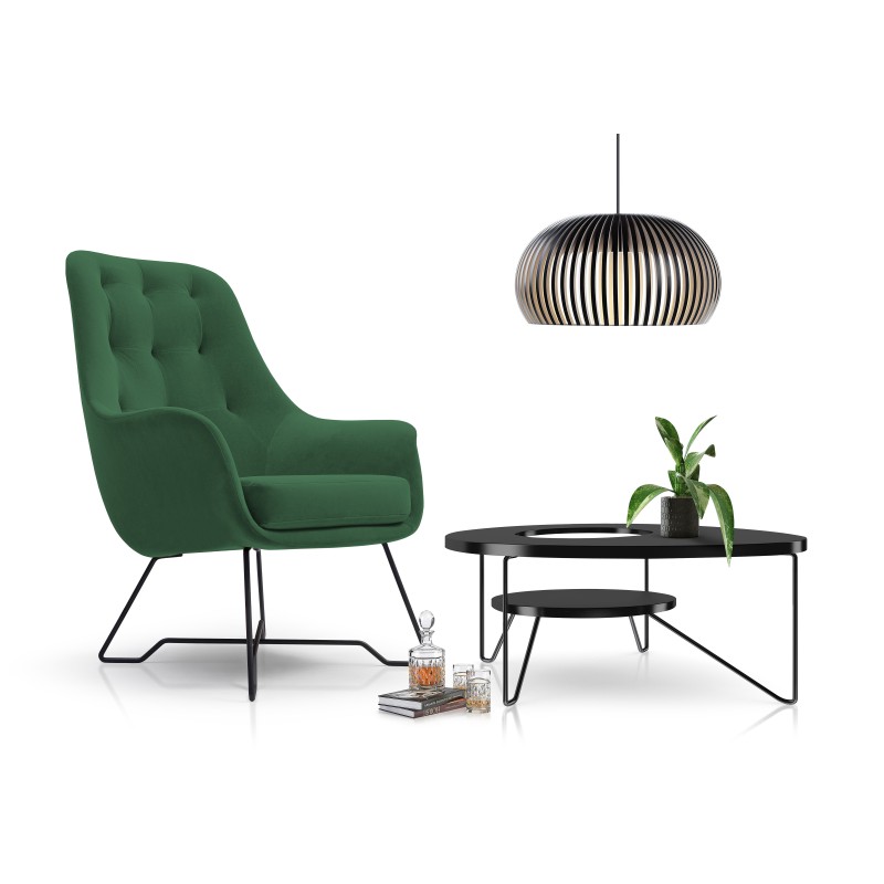 Fotel EZO na stalowych nogach z oparciem i podłokietnikami w tkaninie Monolith 37