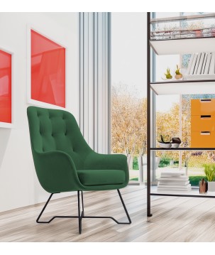 Fotel EZO na stalowych nogach z oparciem i podłokietnikami w tkaninie Monolith 37