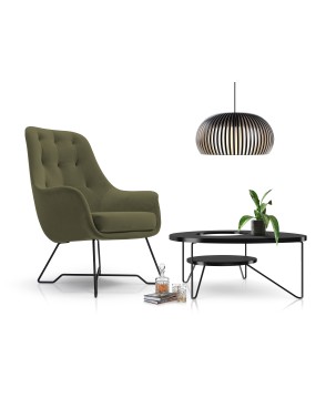 Fotel EZO na stalowych nogach z oparciem i podłokietnikami w tkaninie Monolith 38