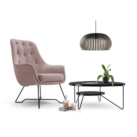 Fotel EZO na stalowych nogach z oparciem i podłokietnikami w tkaninie Monolith 62