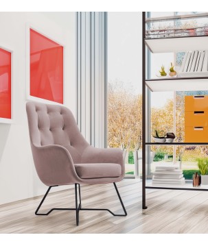 Fotel EZO na stalowych nogach z oparciem i podłokietnikami w tkaninie Monolith 62