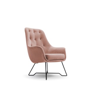 Fotel EZO na stalowych nogach z oparciem i podłokietnikami w tkaninie Monolith 63