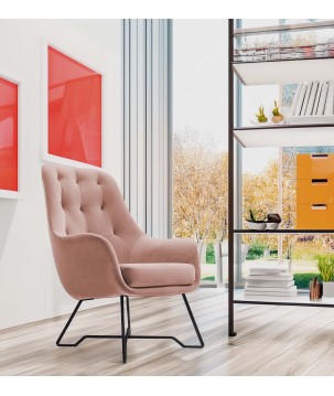 Fotel EZO na stalowych nogach z oparciem i podłokietnikami w tkaninie Monolith 63