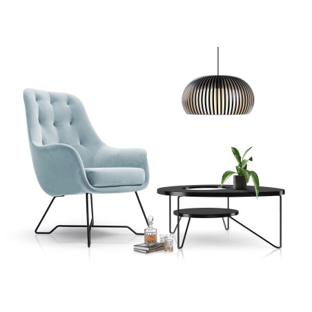 Fotel EZO na stalowych nogach z oparciem i podłokietnikami w tkaninie Monolith 70