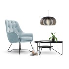 Fotel EZO na stalowych nogach z oparciem i podłokietnikami w tkaninie Monolith 70